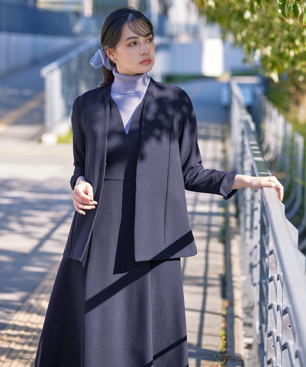 Tiaclasse 【ダブルストレッチ・洗える】カラーレスロングジャケット 