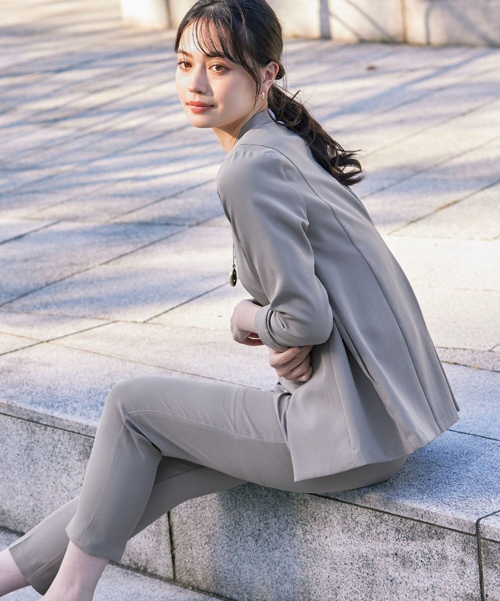 Tiaclasse 【ダブルストレッチ・洗える】カラーレスロングジャケット 