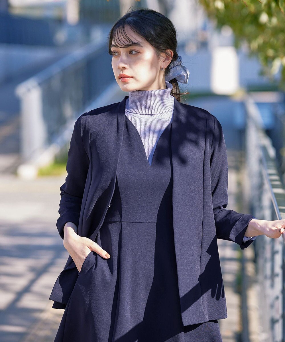 Tiaclasse 【ダブルストレッチ・洗える】カラーレスロングジャケット 