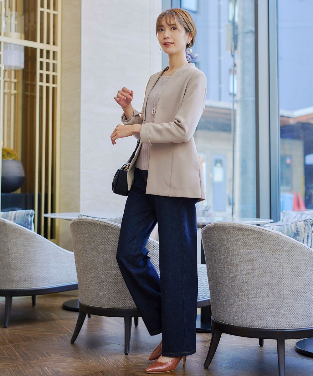 Tiaclasse 【ダブルストレッチ・洗える】カラーレスロングジャケット 