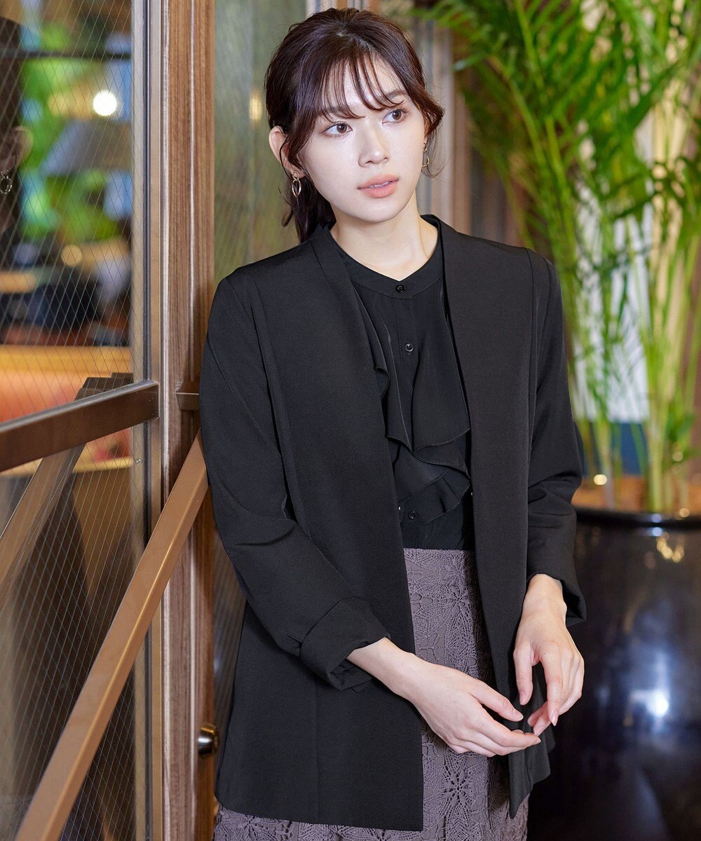 Tiaclasse 【ダブルストレッチ・洗える】カラーレスロングジャケット 