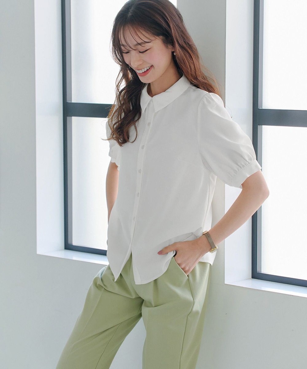 Tiaclasse L 【洗える】パフスリーブシャツブラウス 