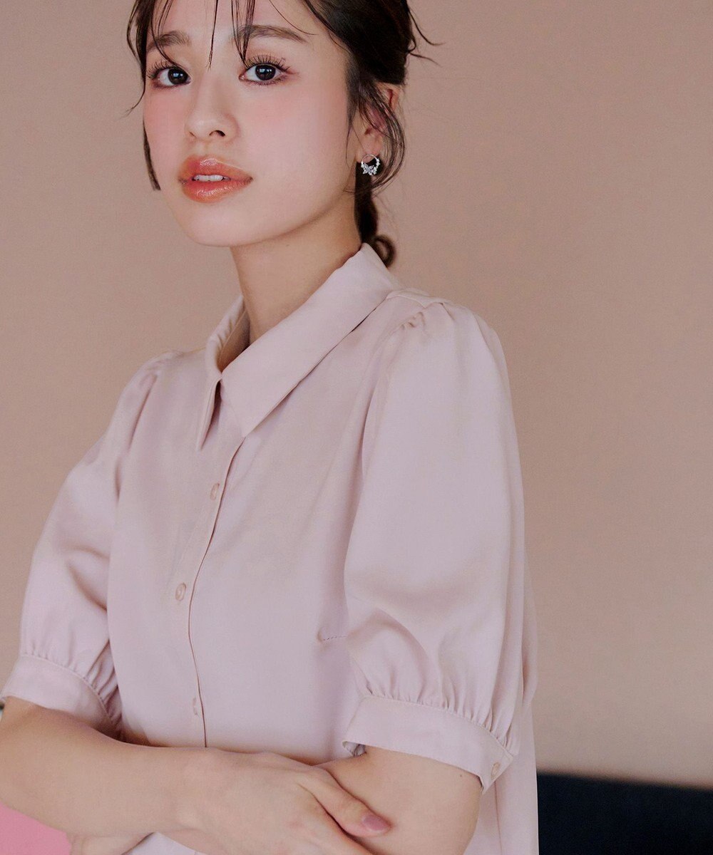 Tiaclasse L 【洗える】パフスリーブシャツブラウス 