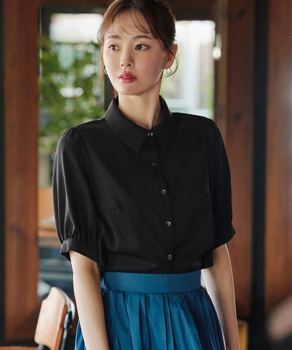 Tiaclasse L 【洗える】パフスリーブシャツブラウス 