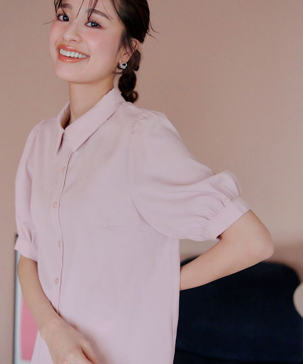 Tiaclasse L 【洗える】パフスリーブシャツブラウス 