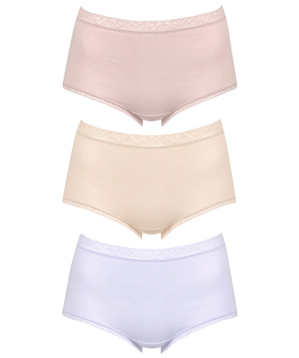 Wing ショーツ 【3枚セット】 綿混(身生地部) ここちよいフィット感 やさしい肌あたり 【デイリーフィットやわらかコットン】 はきこみ丈ふかめ EC3330 ウイング／ワコール 