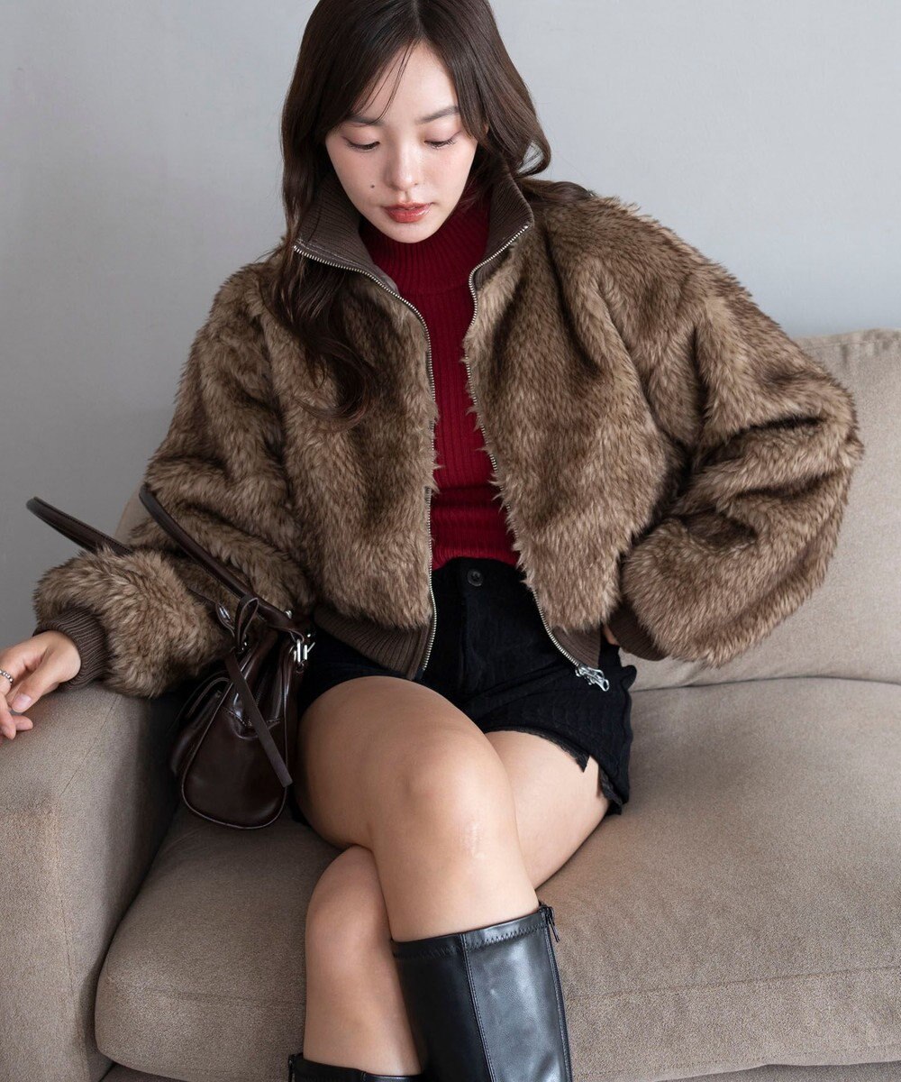 WEGO 【25年秋冬新作】フェイクファーショートブルゾン 