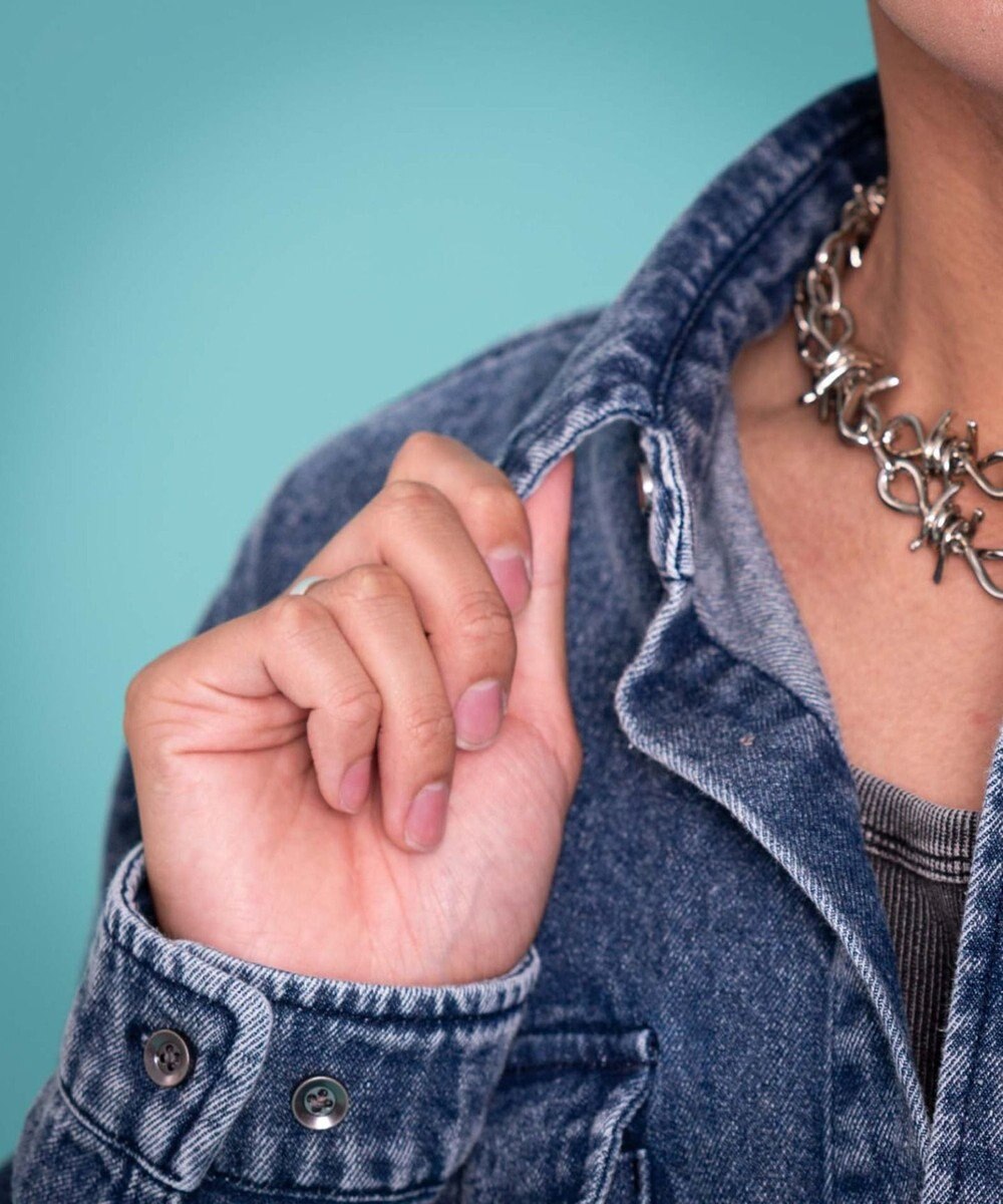 WEGO 【ユニセックス着用ITEM/MLサイズ展開】グラフィックデニムシャツ（LS） 