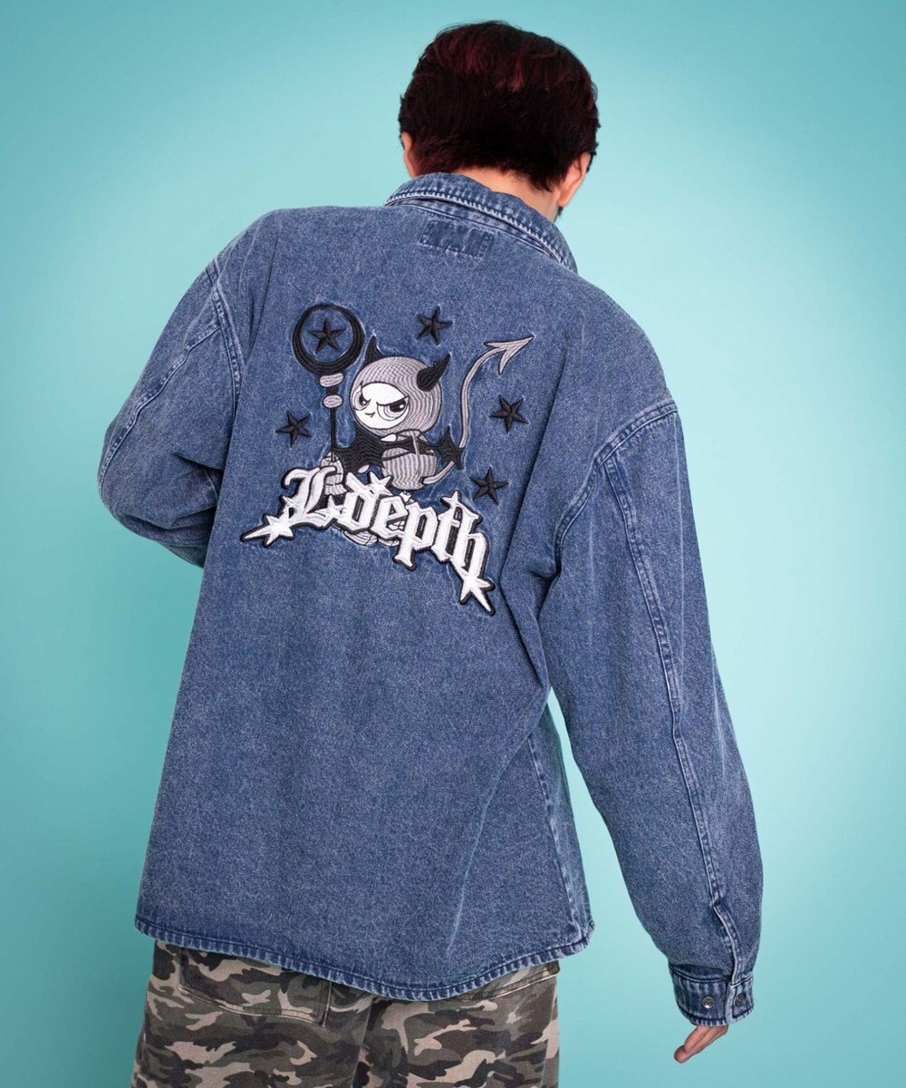 WEGO 【ユニセックス着用ITEM/MLサイズ展開】グラフィックデニムシャツ（LS） 