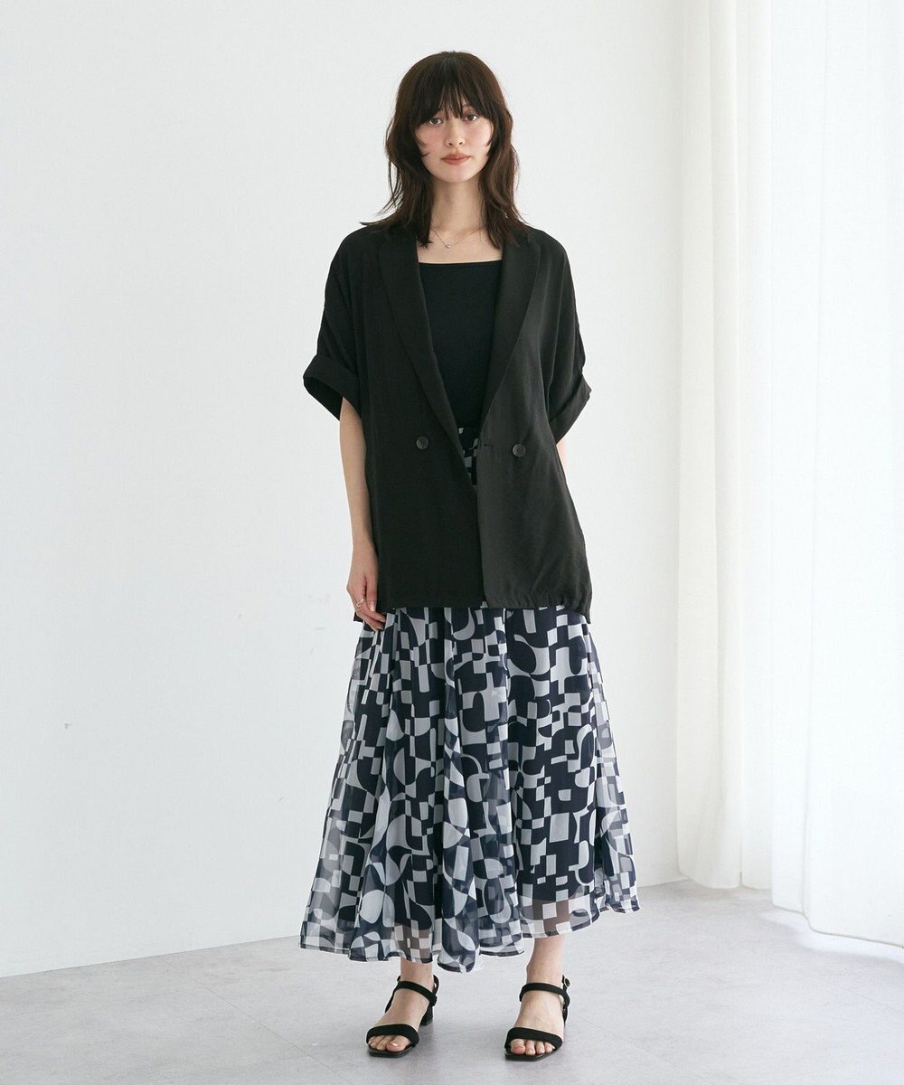 YECCA VECCA アート柄シアーロングスカート 