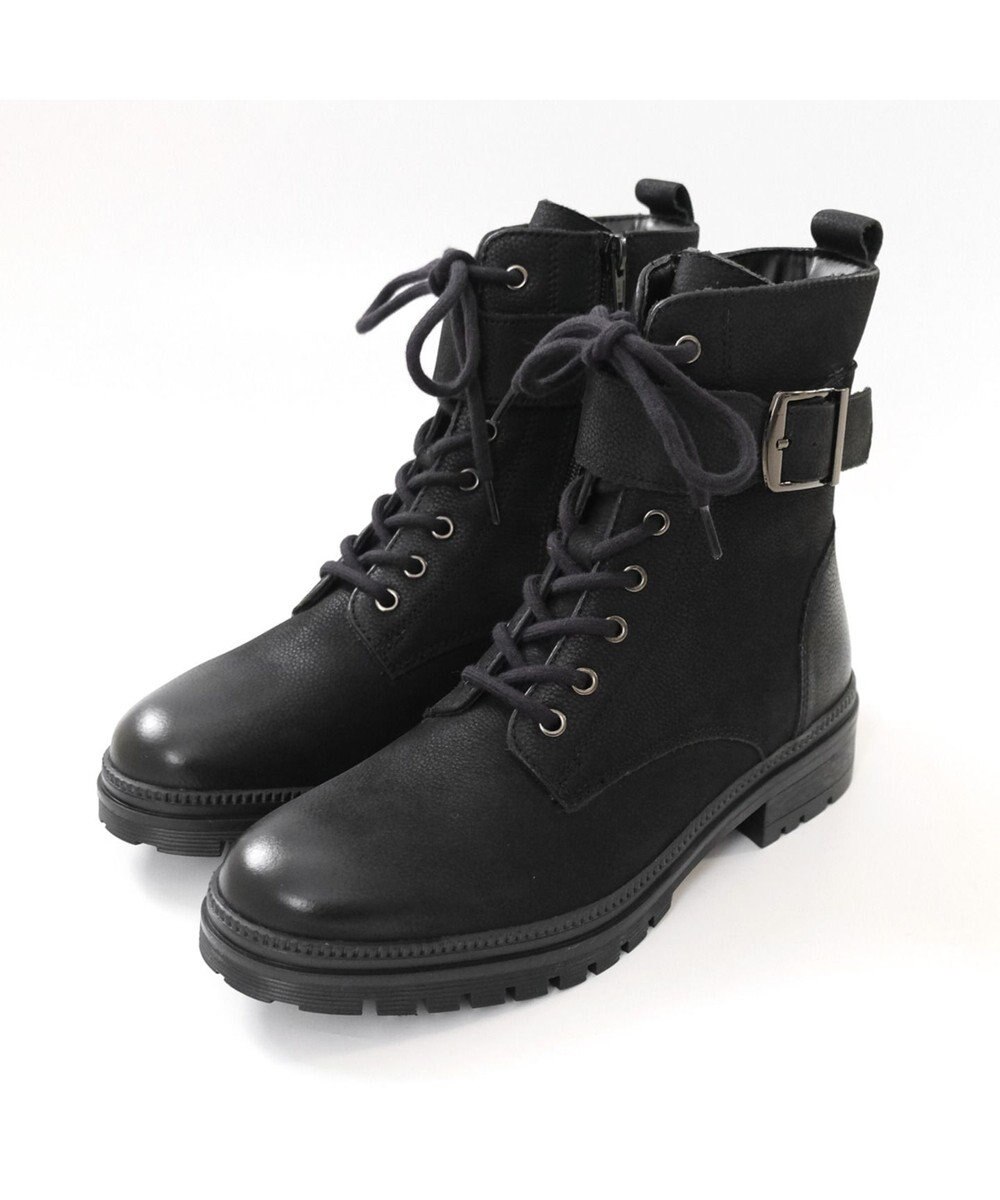 Pointer 本革 足首ベルトレースアップブーツ 