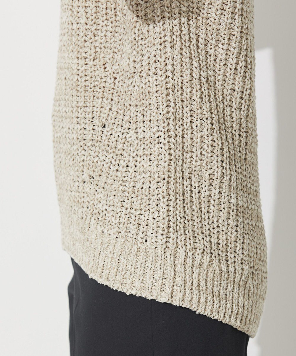 自由区 L 【洗える】コットンラッセル ボートネックニット 