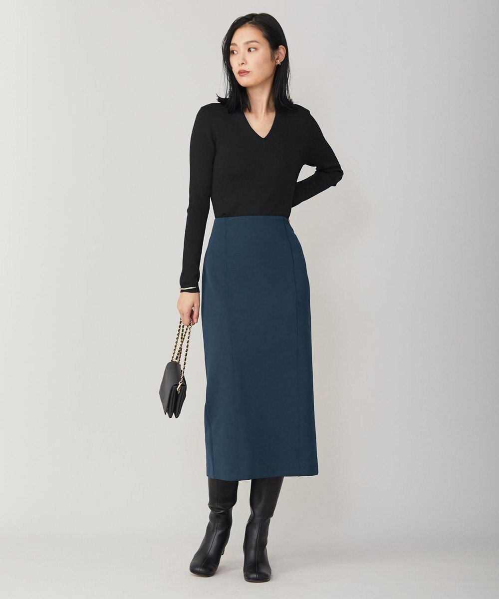 ICB 【洗える】エクストラファインメリノリブ Vネックニット 