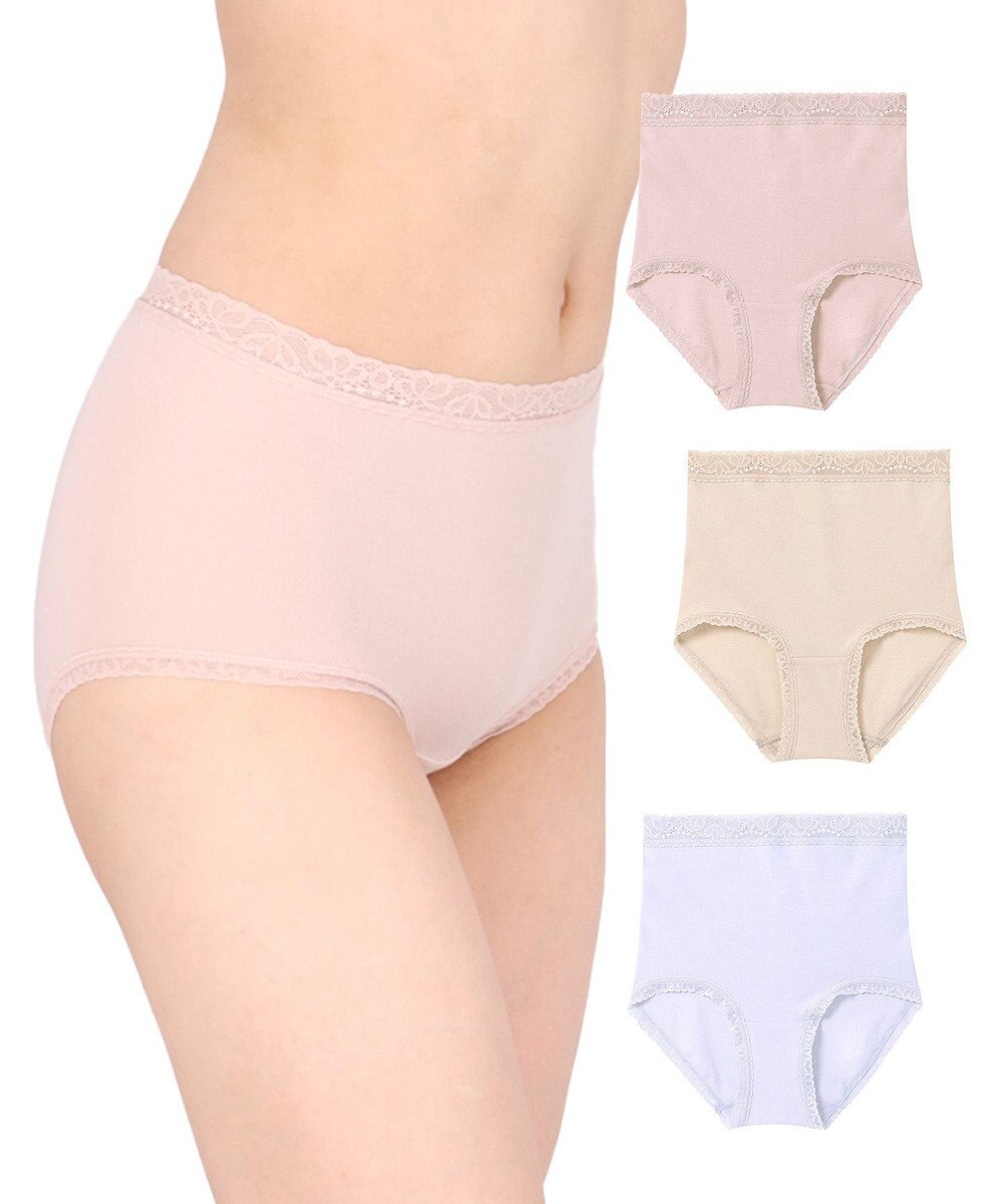 Wing ショーツ 【3枚セット】 綿混(身生地部) ここちよいフィット感 やさしい肌あたり 【デイリーフィットやわらかコットン】 はきこみ丈ふかめ EC3330 ウイング／ワコール 