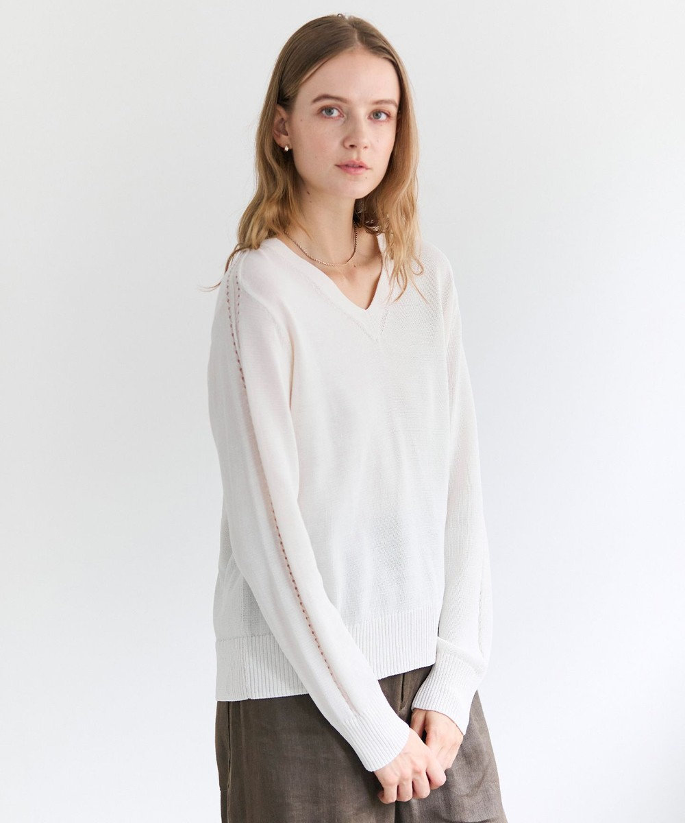 BEIGE， ARSENOPY / コットンドライタッチ Vネックニット 
