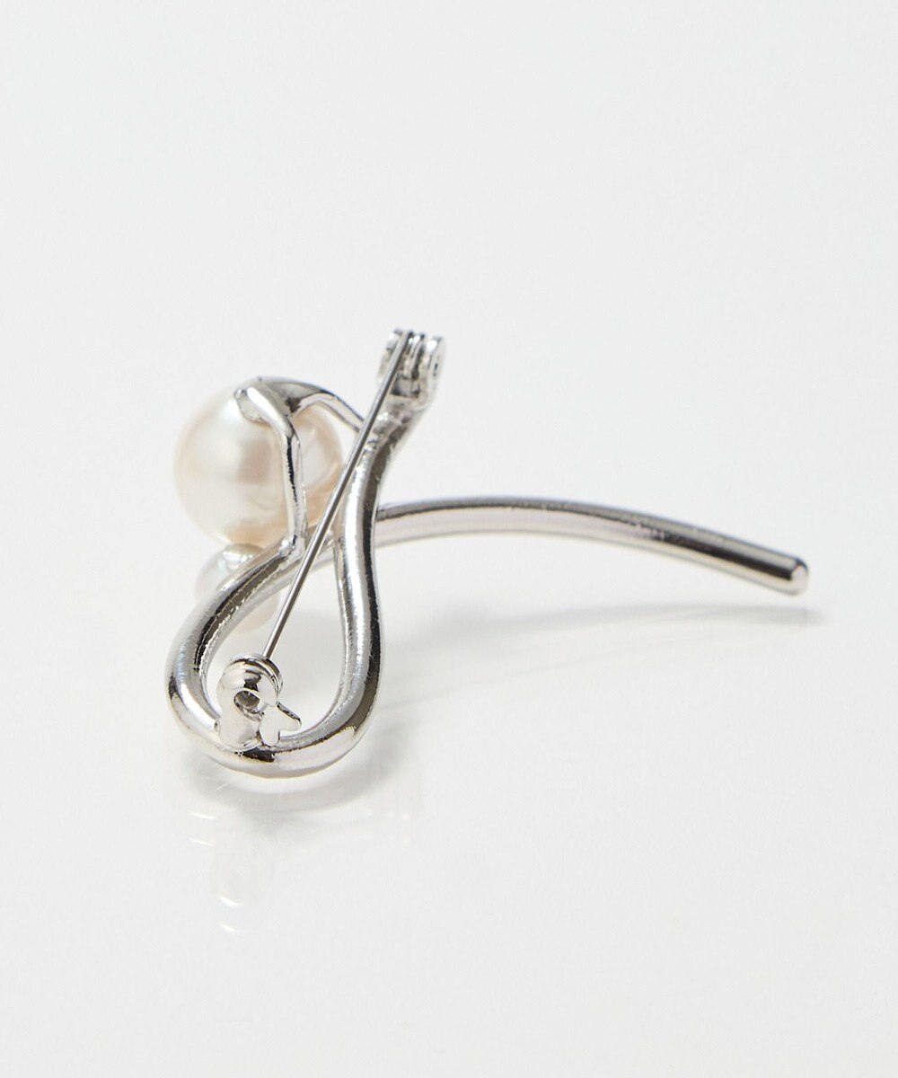 Phoebe 2wayクロスメタルパールブローチネックレス　シルバー 