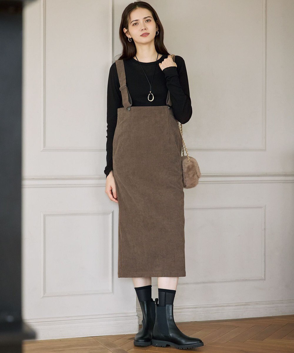 23区 【SLOW/一部店舗限定】ソフトコーデュロイ サロペット スカート 