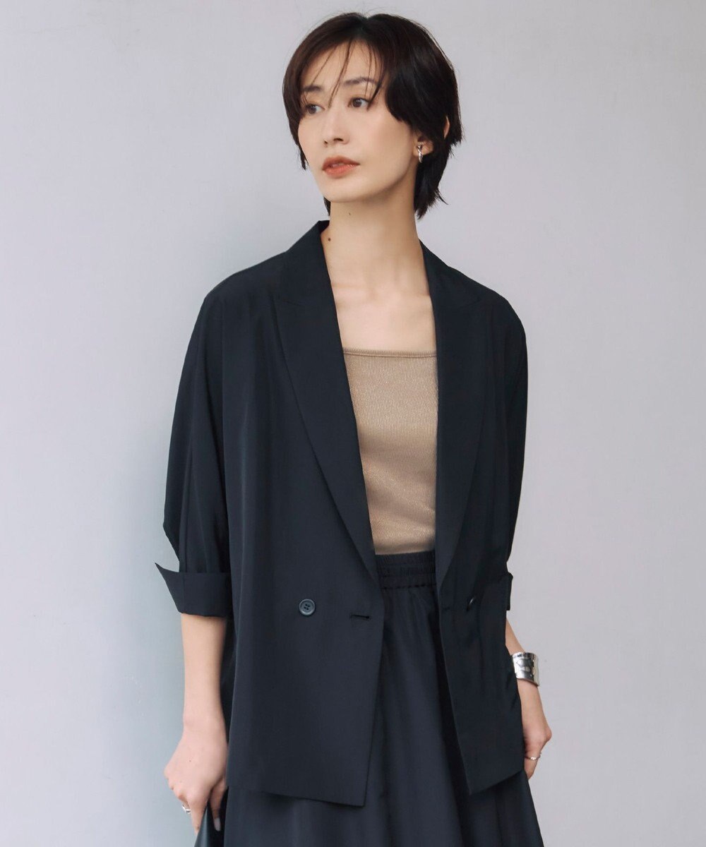 ICB 【接触冷感・UVケア・速乾・洗える】シルクエステルタフタ ブラウスジャケット 