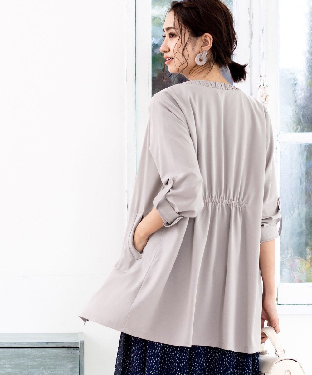 Tiaclasse 【洗える】大人可愛い衿ギャザーミディアムコート 