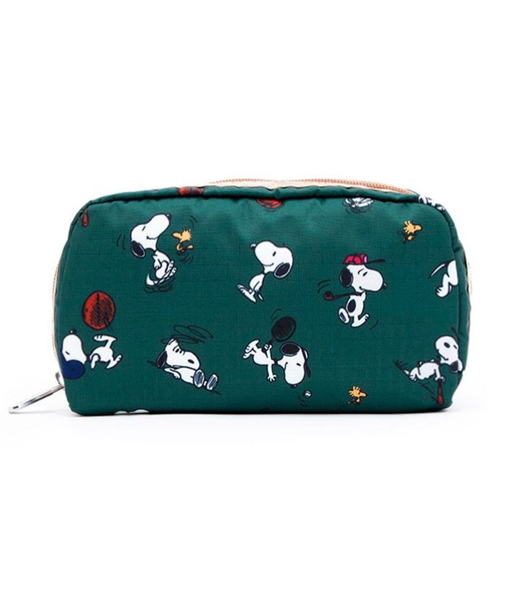 LeSportsac RECTANGULAR COSMETIC/スヌーピーアンドウッドストックグリーン スヌーピーアンドウッドストックグリーン