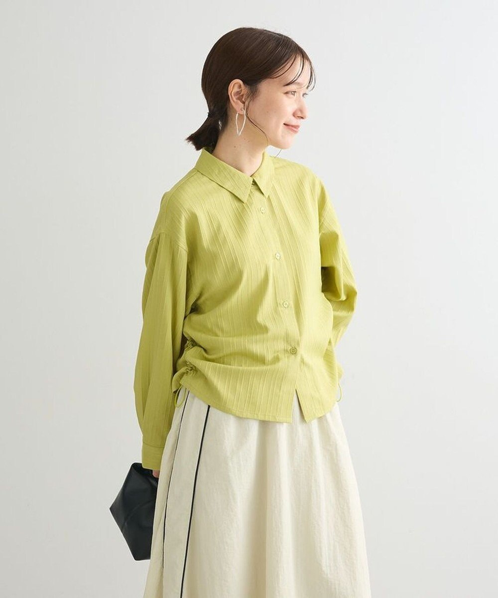 Green Parks サイドドロストショート丈シャツ（無地） 