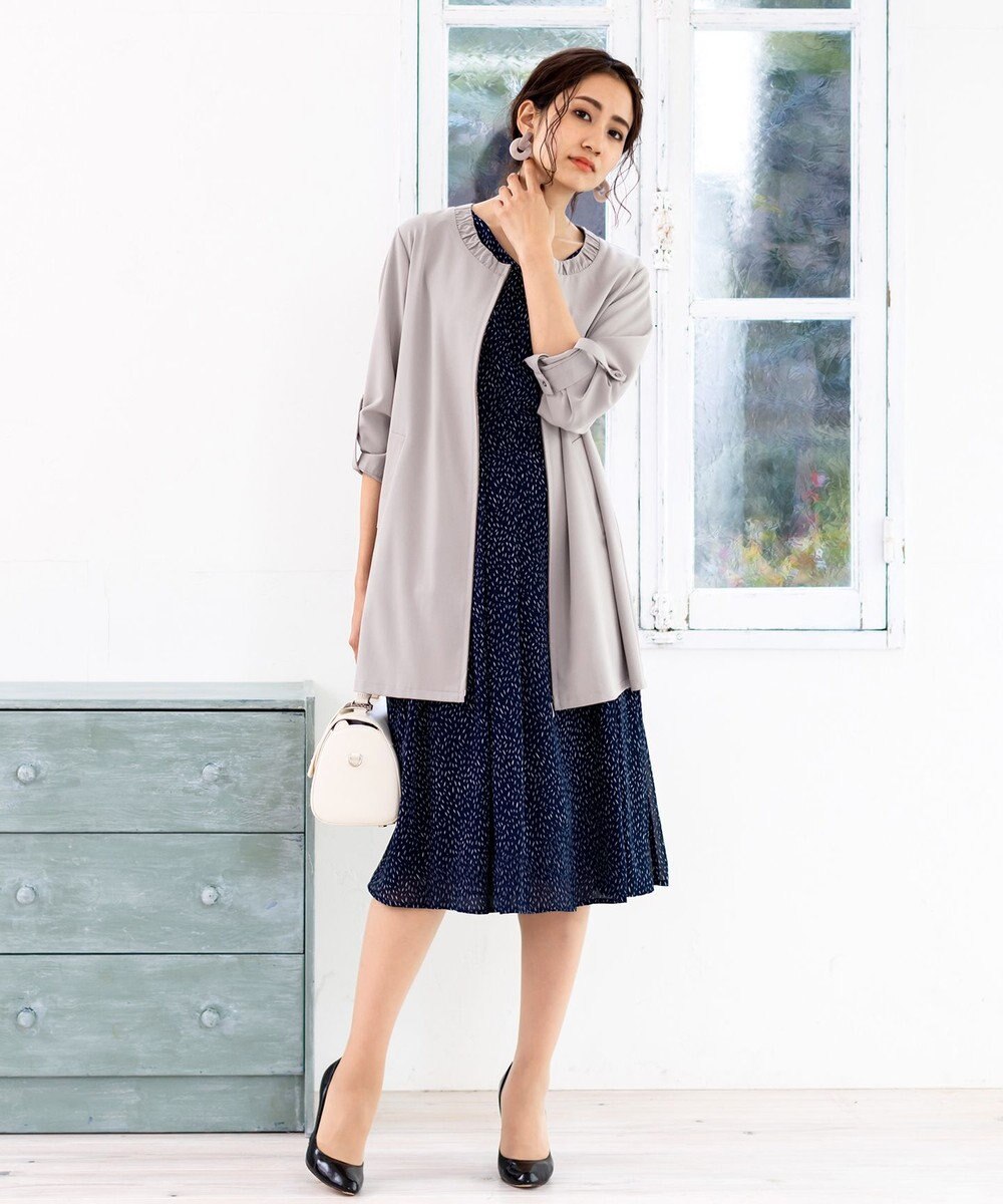 Tiaclasse 【洗える】大人可愛い衿ギャザーミディアムコート 