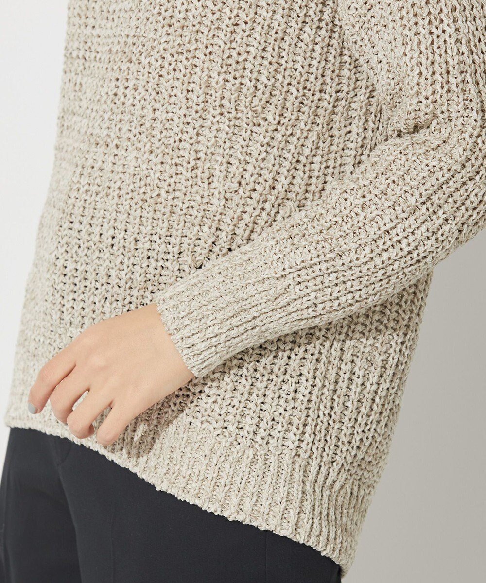 自由区 L 【洗える】コットンラッセル ボートネックニット 