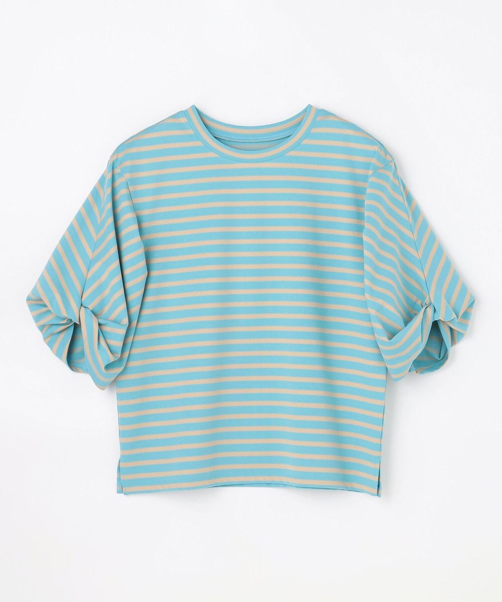 ANY L ツイストスリーブボーダートップス 