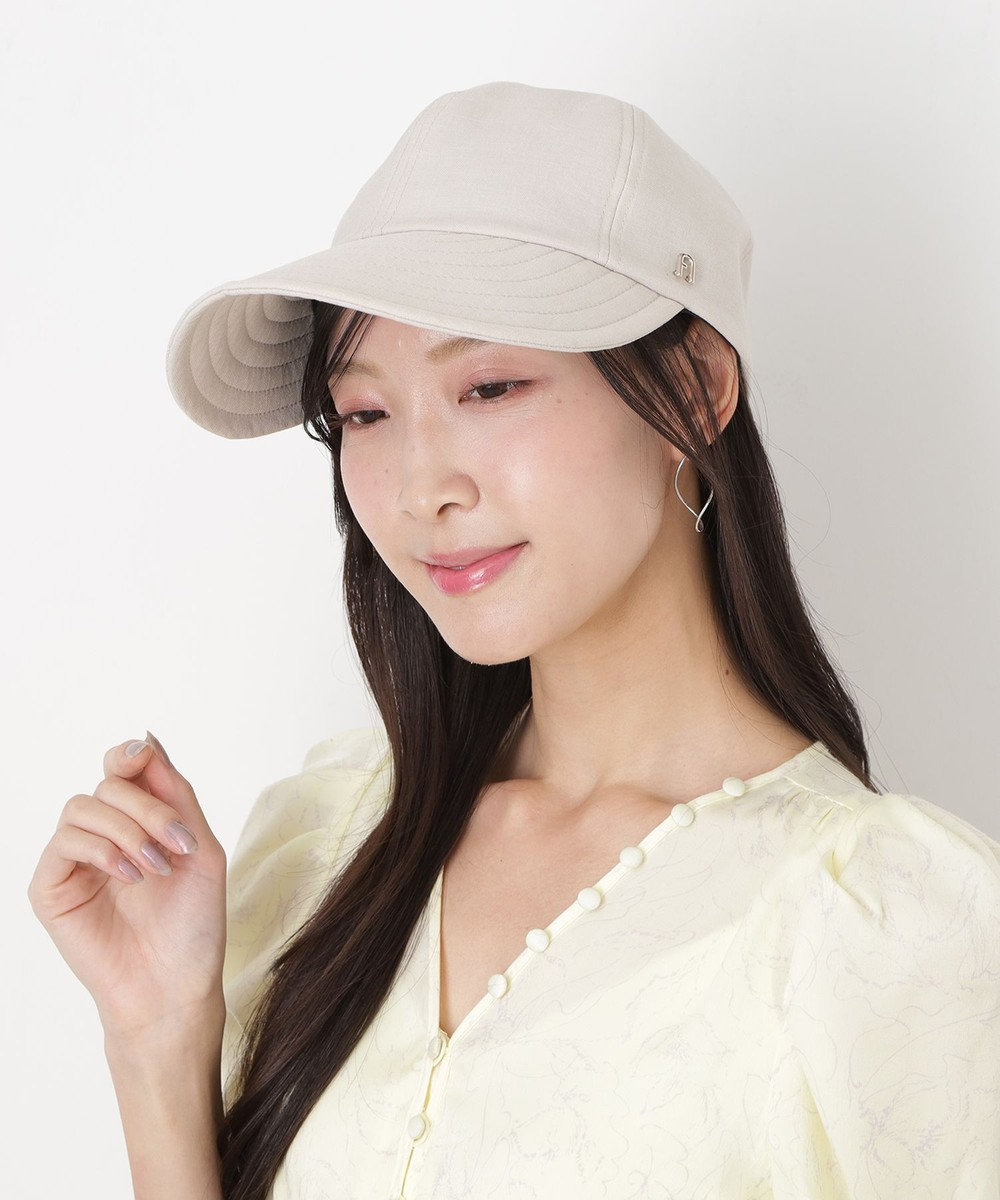 MOONBAT 【遮光100％/遮熱/UVカット】FURLA(フルラ)アーチロゴ ロングつば キャップ 帽子  手洗い可能/日本製 