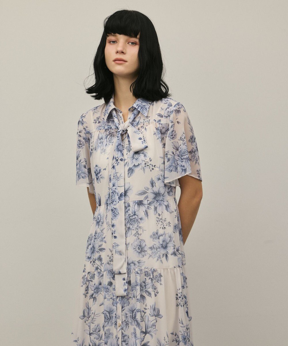 GRACE CONTINENTAL フラワープリントシャツフレアワンピース 