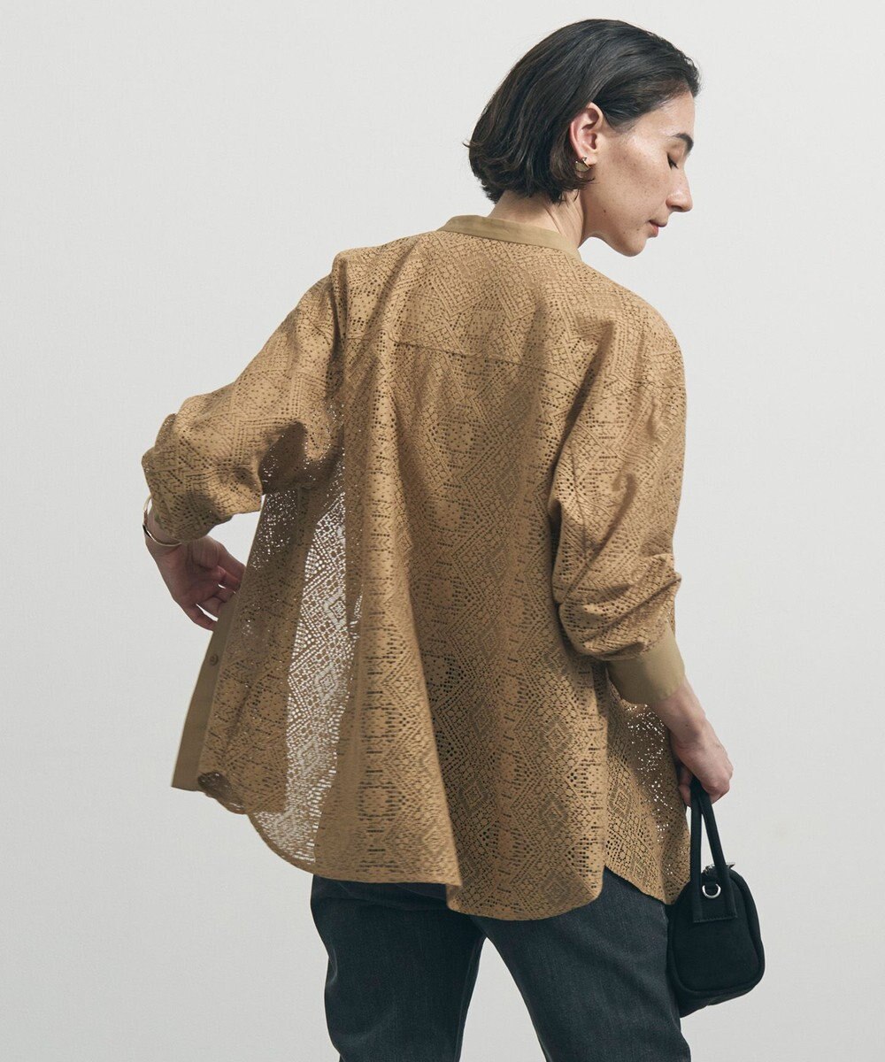 UNFILO ブロックレース バンドカラーシャツ 