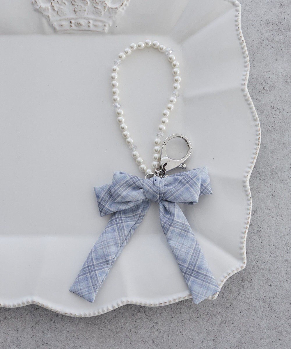 Maison de FLEUR チェックリボンパールチャーム 