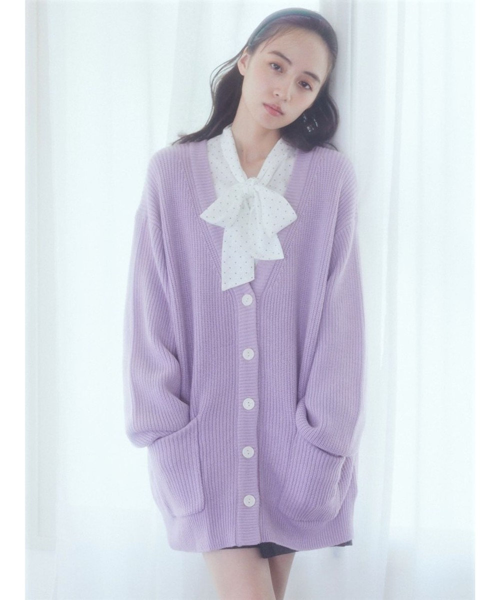 earth music&ecology アンチピリング畦Ｖネックカーディガン 