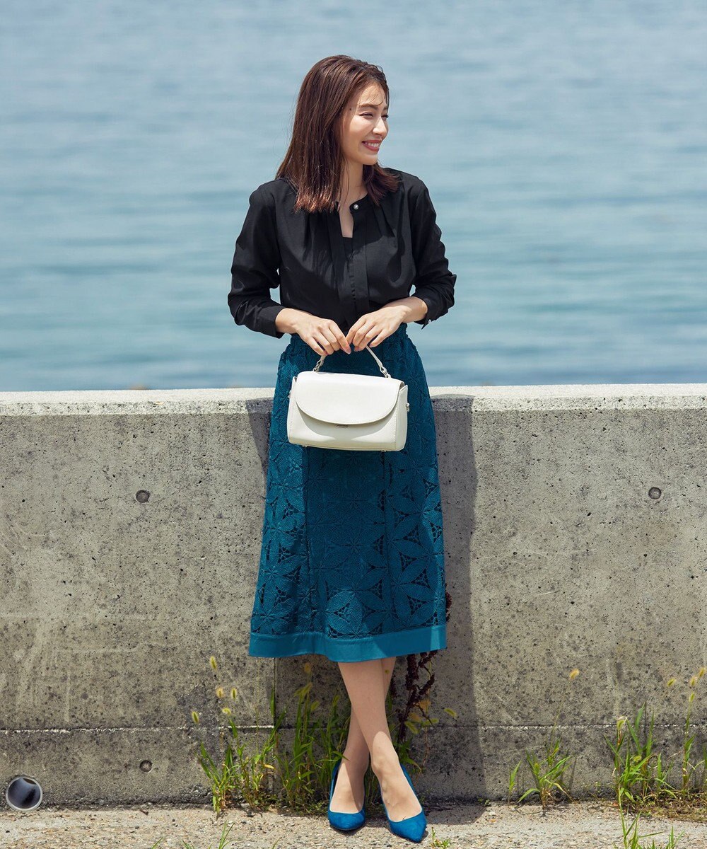 Tiaclasse L 【新色追加・洗える】バンドカラー2WAYタックブラウス 