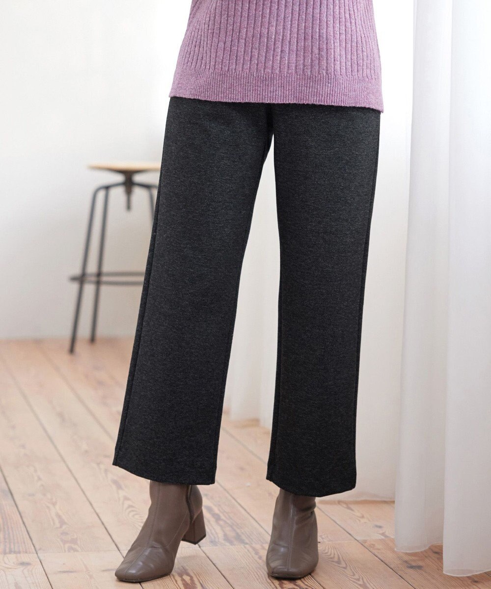 Tiaclasse L ミニチェッカー裏起毛・ストレートパンツ 