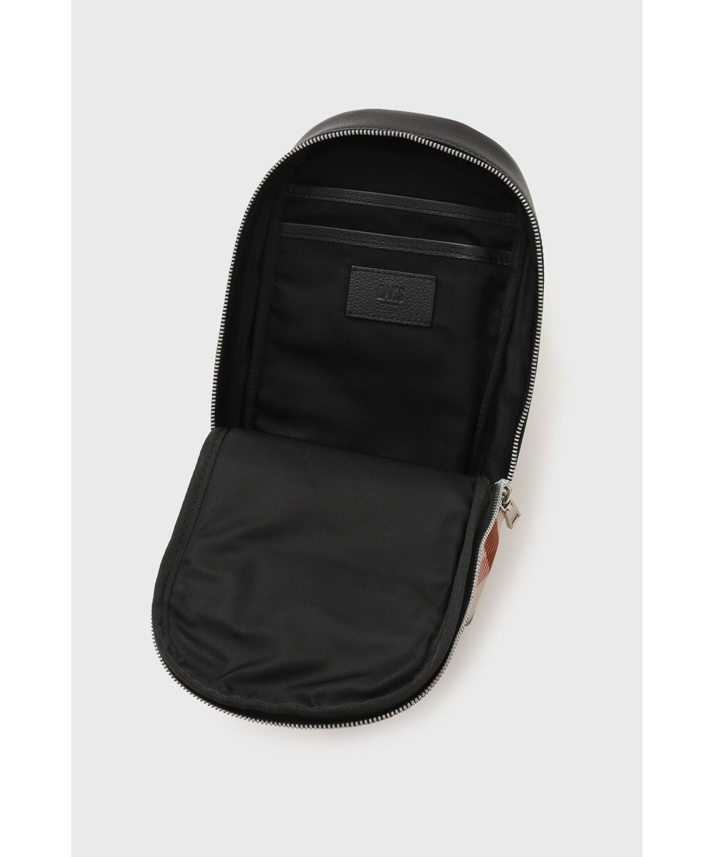 DAKS レザー×ハウスチェックディテール フラップショルダーバッグ 