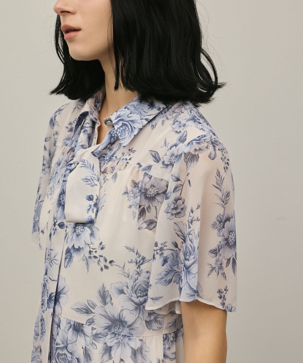 GRACE CONTINENTAL フラワープリントシャツフレアワンピース 