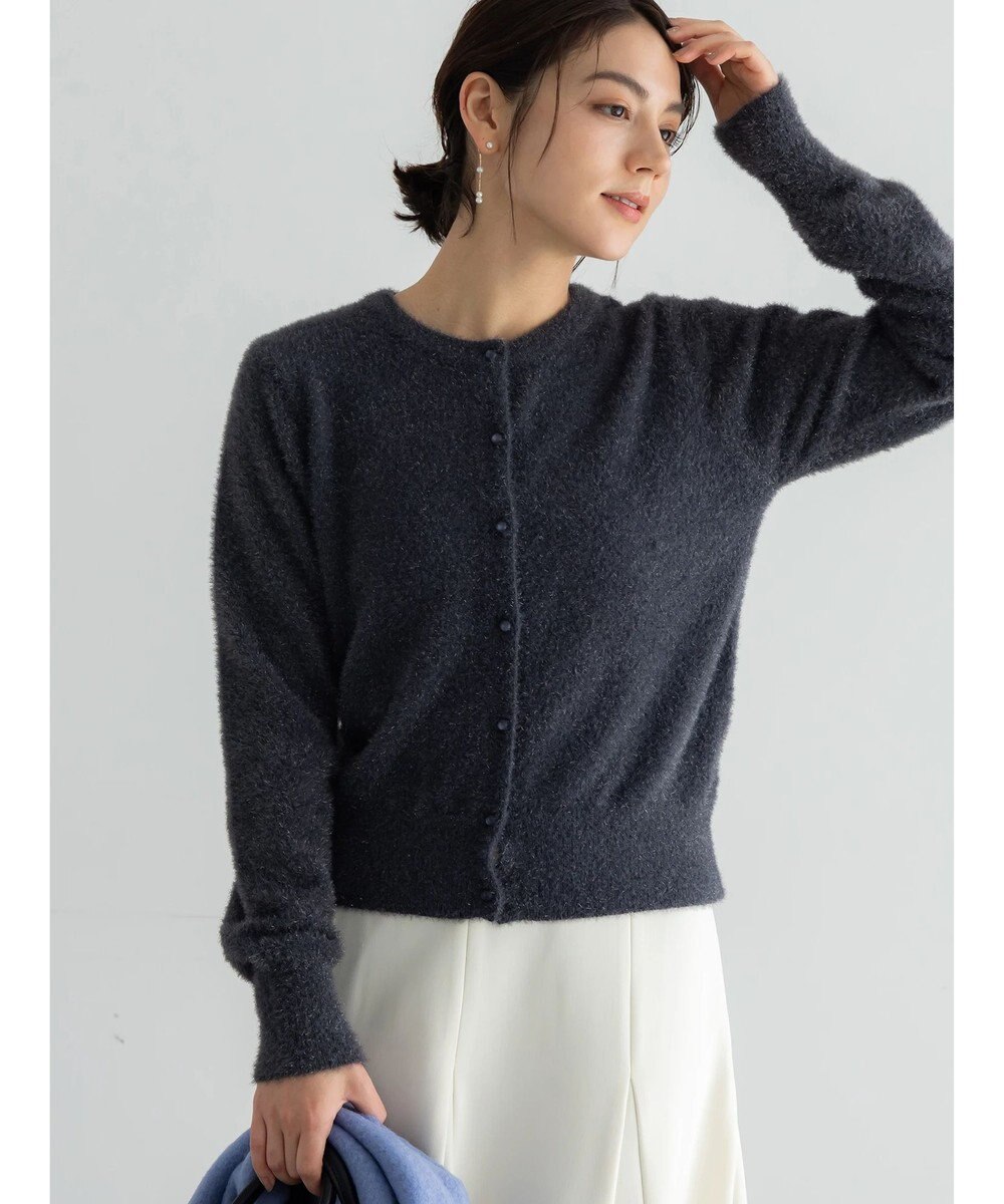 Te chichi ラメシャギークルーネックカーディガン 