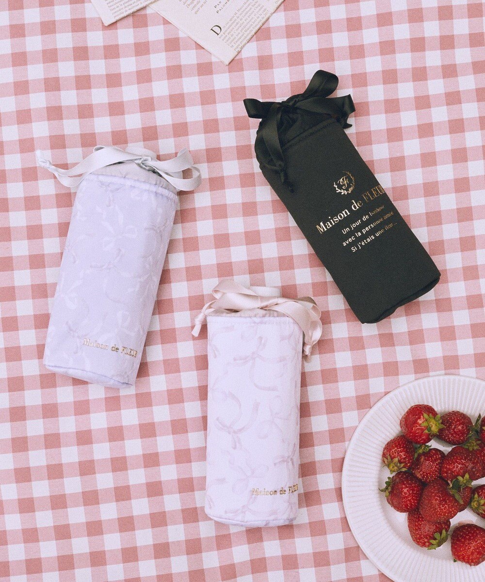Maison de FLEUR 【保冷機能付き】サテン巾着ボトルケース 