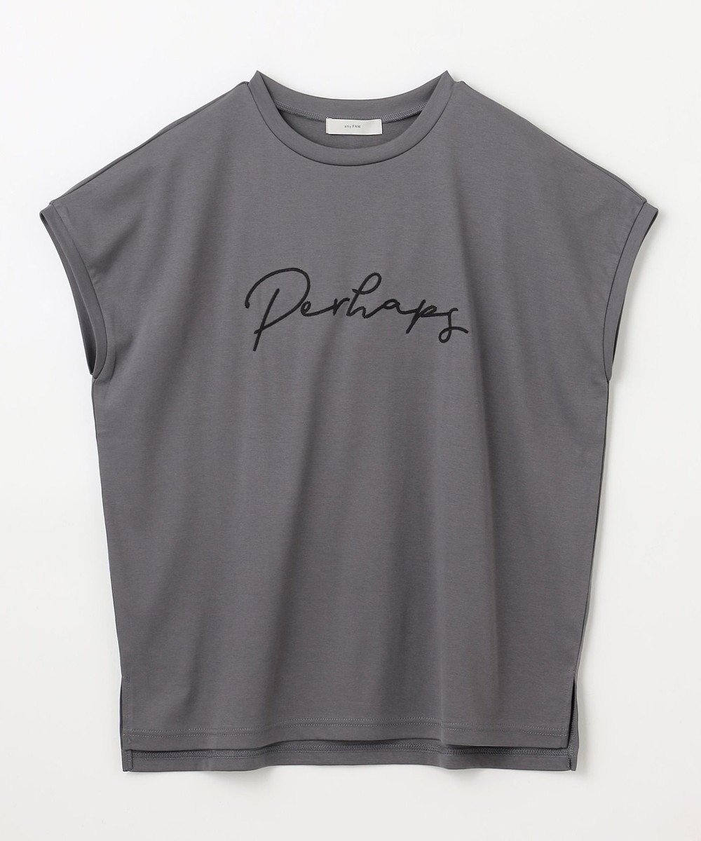 ANY 【汗ジミ防止加工】シルケットスムースフレンチスリーブ刺繍ロゴTシャツ 