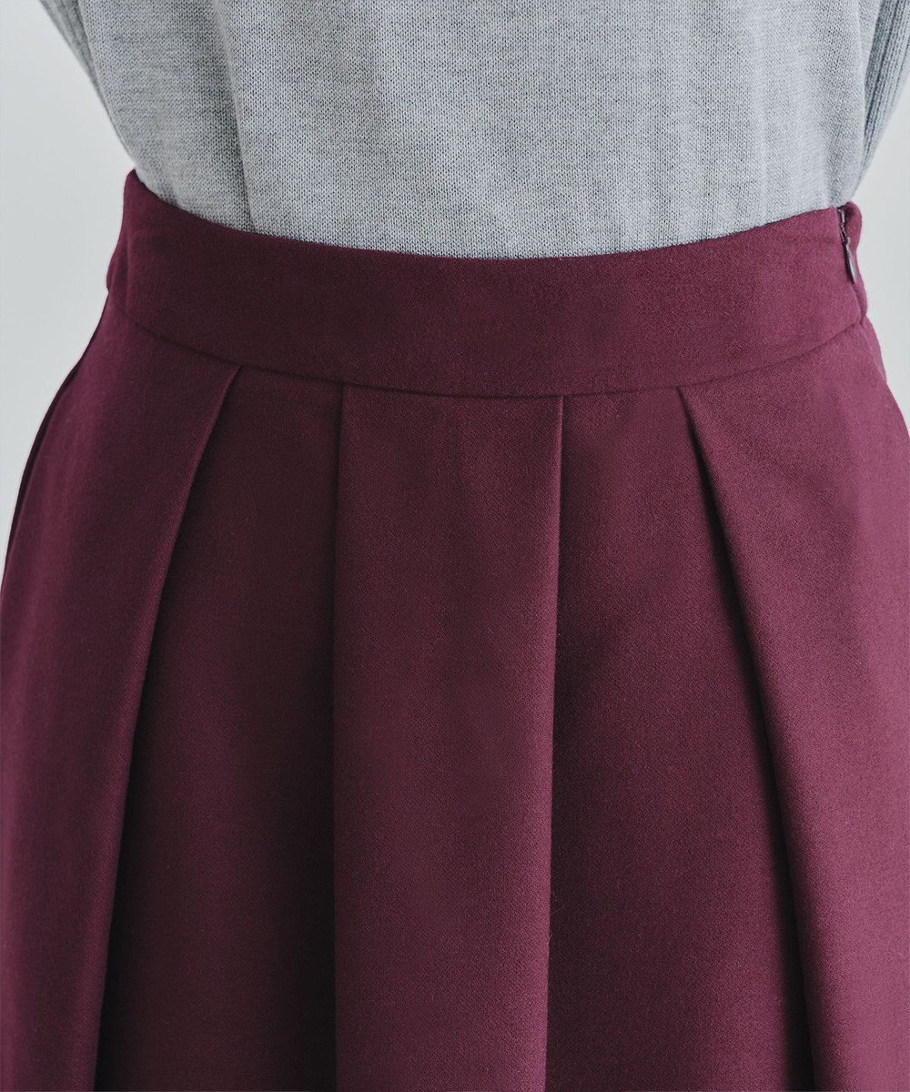 Tiaclasse 【新色追加・洗える】ウール調タックフレアスカート 