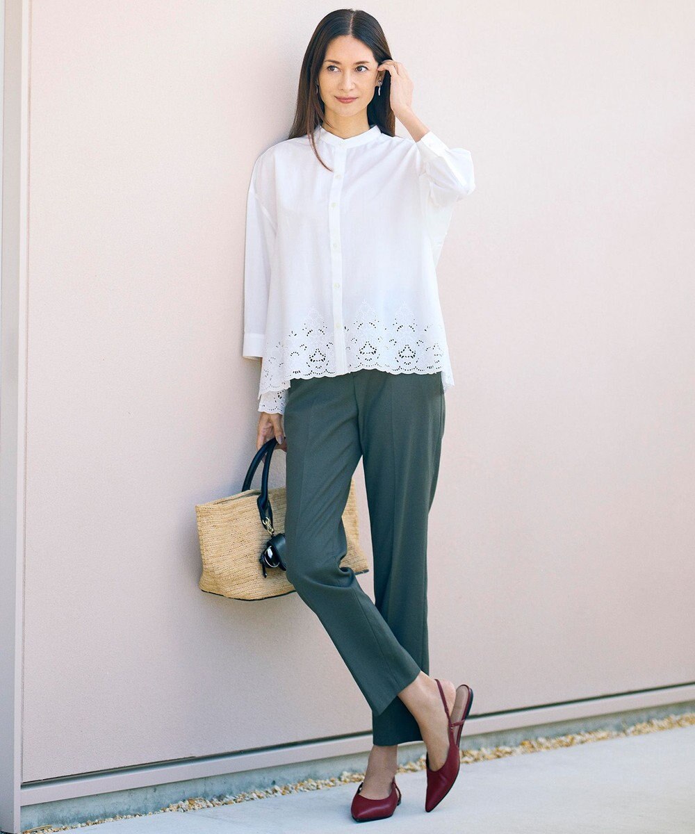 自由区 S 【SHIHOさん着用・昨年大好評・新色追加・後ろウエストゴム】シェルタリングテーパード パンツ 