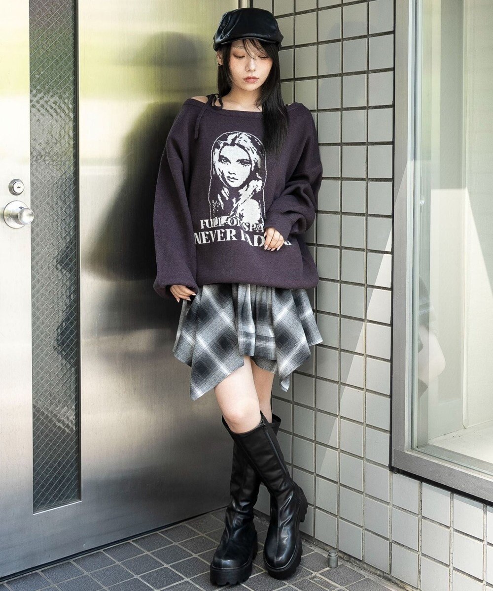 WEGO 【2025年秋冬新作】2WAYグラフィックワンショルBIGニット 