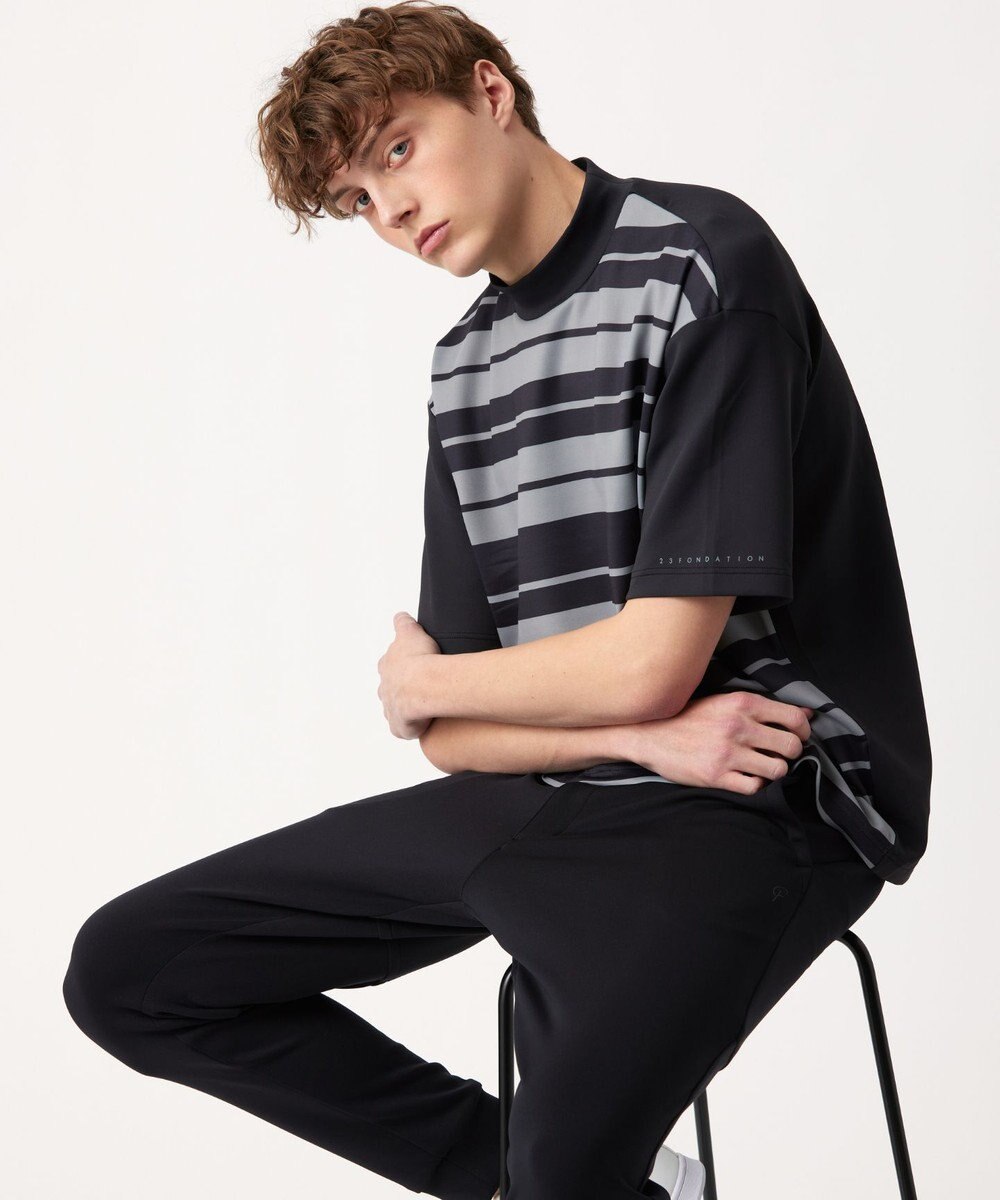 23区GOLF 【23Fondation】【吸水速乾/UVケア】ボーダー モックネック 