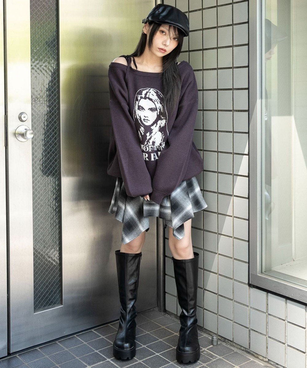 WEGO 【2025年秋冬新作】2WAYグラフィックワンショルBIGニット 