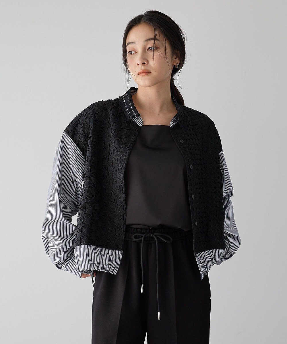 YECCA VECCA レースMIXレイヤードデザインシャツ 