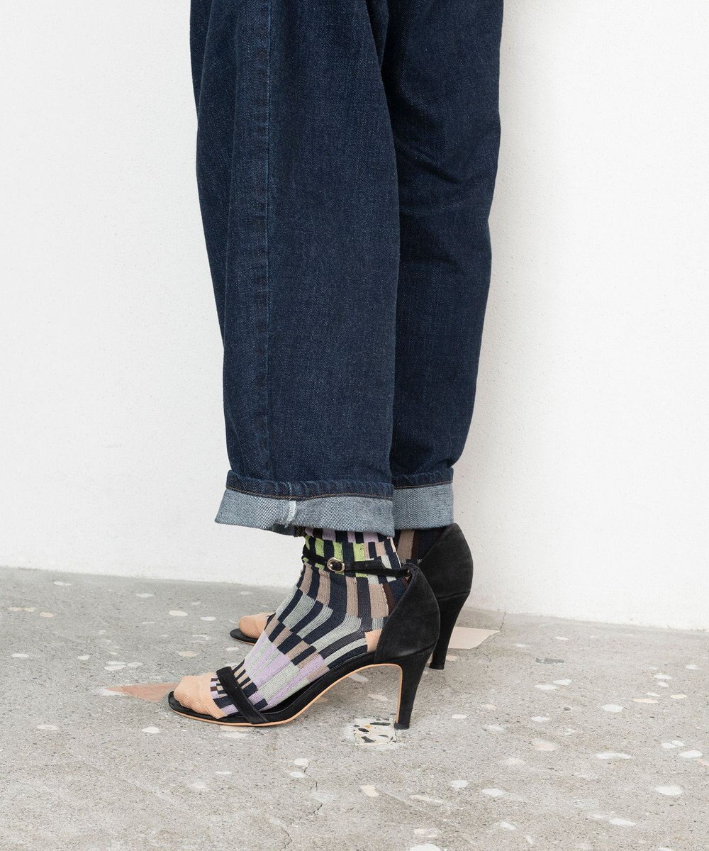 TRICOTE ランダムストライプパッチソックス 