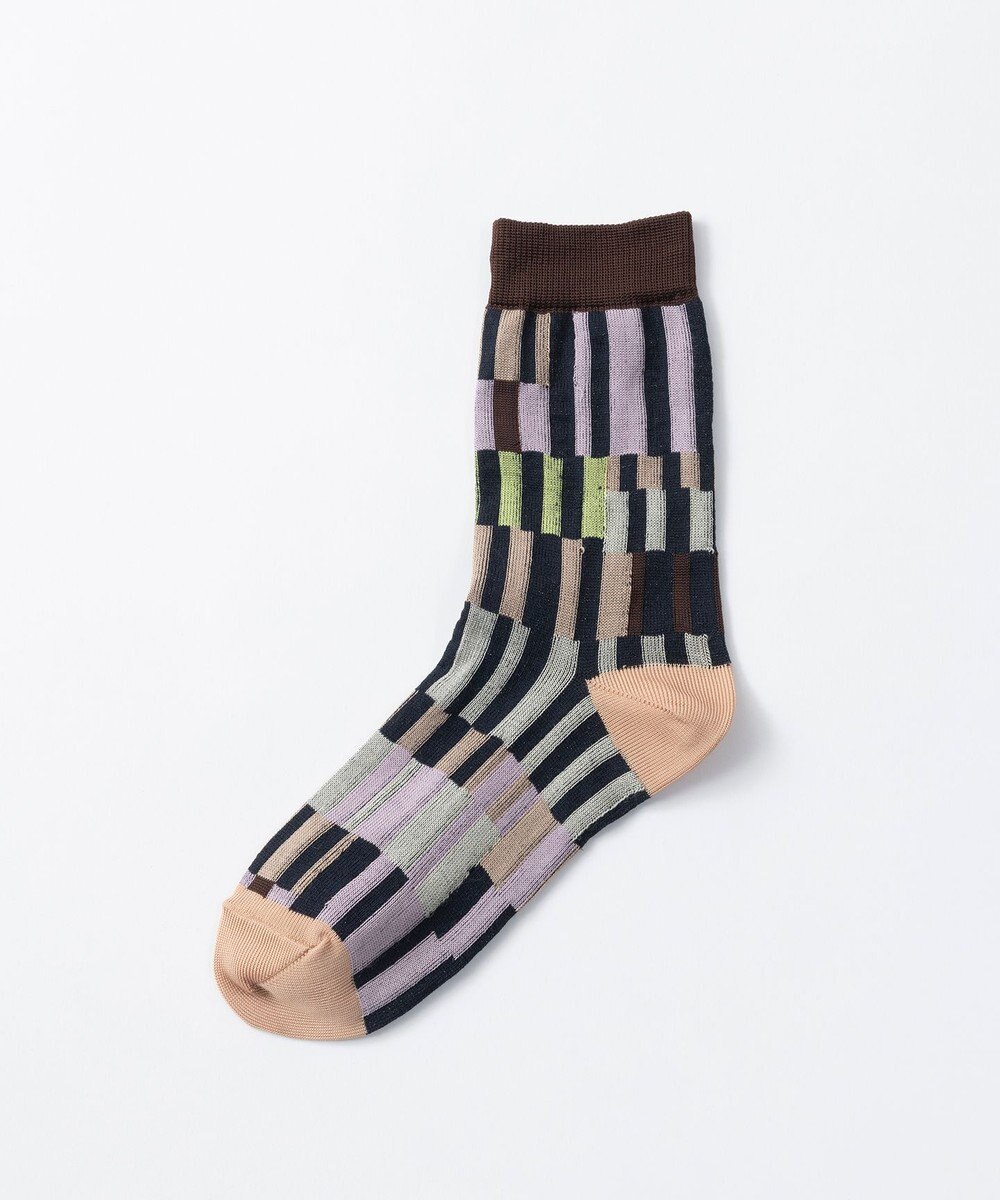 TRICOTE ランダムストライプパッチソックス 