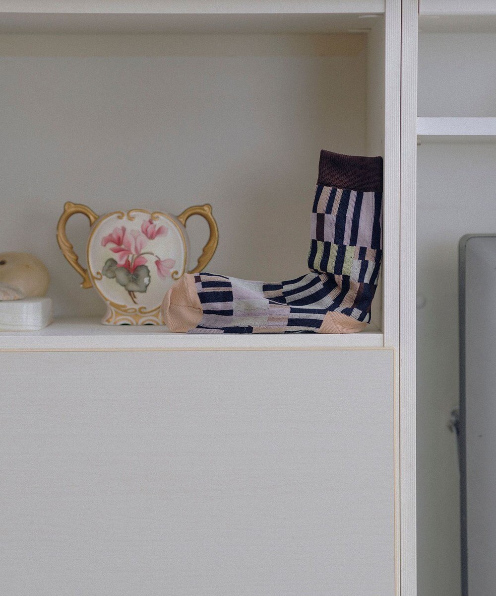 TRICOTE ランダムストライプパッチソックス 