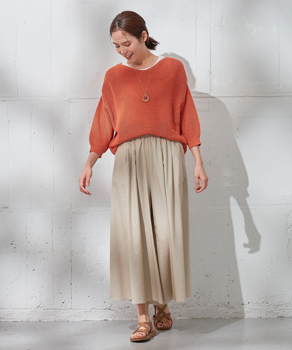 ANY 【ウエストゴム/接触冷感/UVケア】清涼リネンスカーチョ 